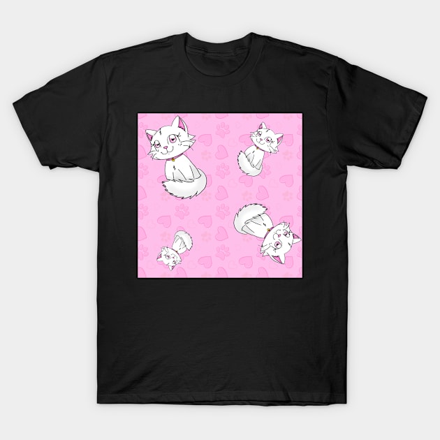 Valentine's Day Cat Print T-Shirt by dogbone42